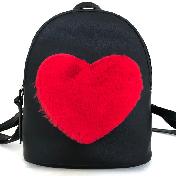 T-Shirt & Jeans Handbags - T-Shirt & Jeans Backpack with Faux Fur Heart
